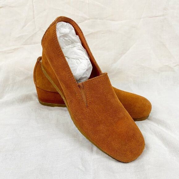Vintage | Shoes | Vintage 7s Suede Camel Square Toe Boho  Vintage 70s Suede Camel Square Toe Boho Groovy Retro Slip On Wedge Pump Loafer